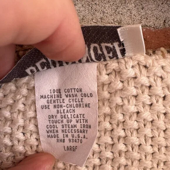 Vintage JP Berringer USA Cotton Sweater Vest Button Front Cream Size L - Picture 4 of 11